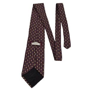 VILLA BUGATTI Paisley Silk Tie Burgundy Blue Tan Men's Necktie Designer Office